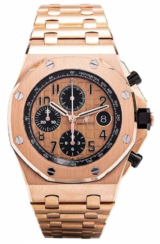 Audemars Piguet Royal Oak Offshore Selfwinding Chronograph / 18k Rose Gold/ Pink Toned Dial / Black Sub-Dials (Ref#26470OR.OO.1000OR.01)