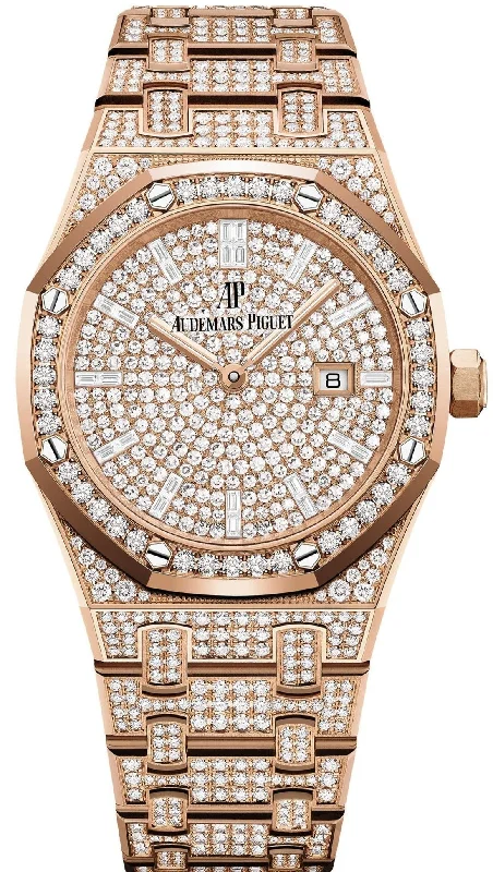 Audemars Piguet Royal Oak 33mm Quartz Rose Gold - Pave Diamond Dial, Case, Bezel and Bracelet (Ref# 67652OR.ZZ.1265OR.01)