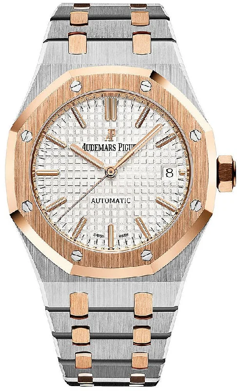 Audemars Piguet Royal Oak Selfwinding Rose Gold and Steel White Dial 37mm Ladies Watch (Reference #15450SR.OO.1256SR.01)