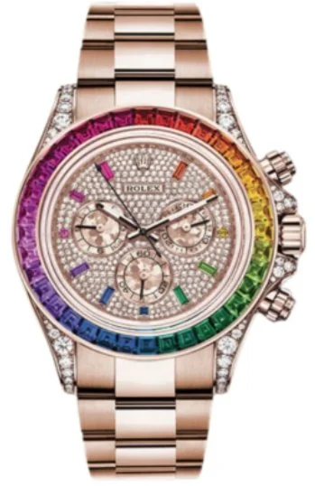 Rolex Cosmograph Everose Daytona Factory Diamond Rainbow Edition Ref# 116595RBOW)