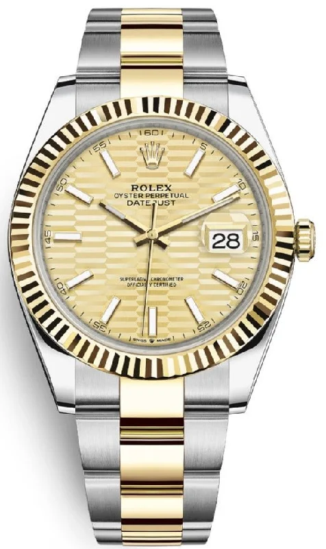 Rolex Datejust 36 Yellow Gold/Steel Golden Fluted Motif Dial Domed Bezel Oyster Bracelet (Ref 126233)