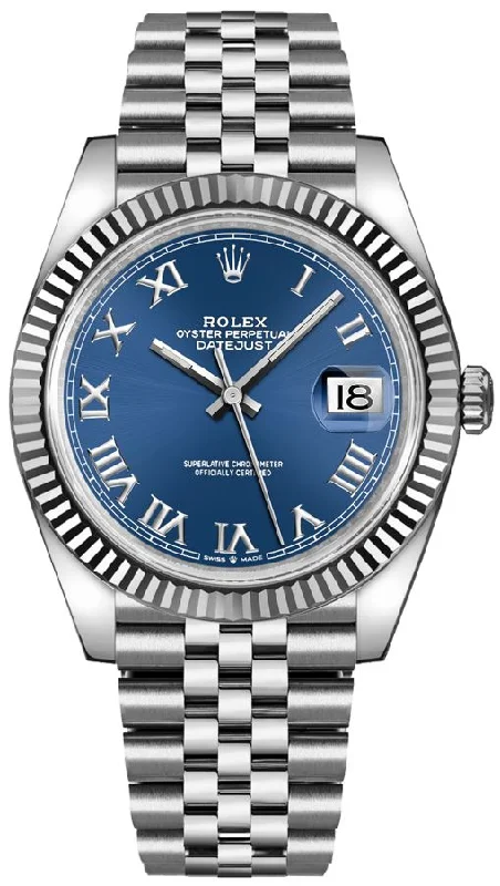 Rolex Datejust 41 Two-Tone White Gold & Steel - Blue Roman Dial - Fluted Bezel (Ref# 126334)