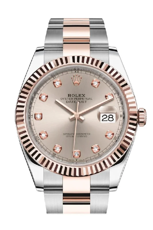 Rolex Datejust 41 Two-Tone Stainless Steel and Rose Gold/ Sundust Diamond Dial/ Fluted Bezel/ Oyster Bracelet (Ref#126331)