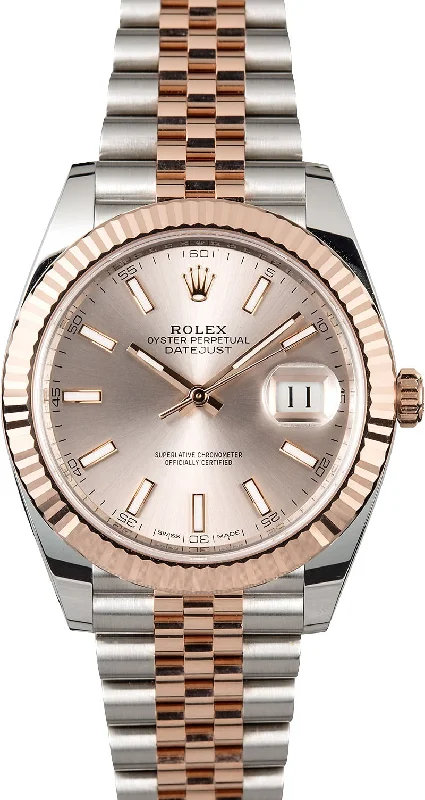 Rolex Datejust 41 Two-Tone Stainless Steel and Rose Gold / Sundust Index Dial / Fluted Bezel / Jubilee Bracelet (Ref#126331)