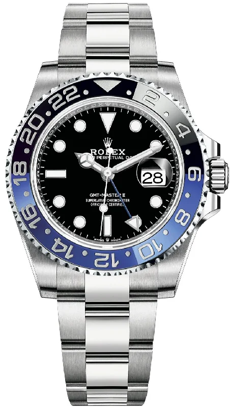 Rolex GMT-Master II 40 Watch - Black and Blue Batman Bezel - Black Dial - Oyster Bracelet (Ref# 126710BLNR)