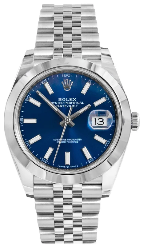 Rolex Datejust 41/ Stainless Steel/ Blue Index Dial/ Smooth Bezel/ Jubilee Bracelet (Ref# 126300)