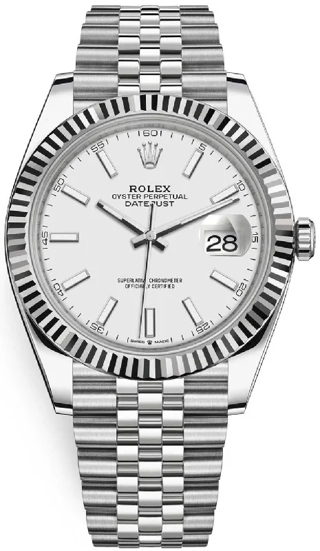 Rolex Datejust 41/ Stainless Steel & White Gold/ White Index Dial/ Fluted Bezel/ Jubilee Bracelet (Ref# 126334)