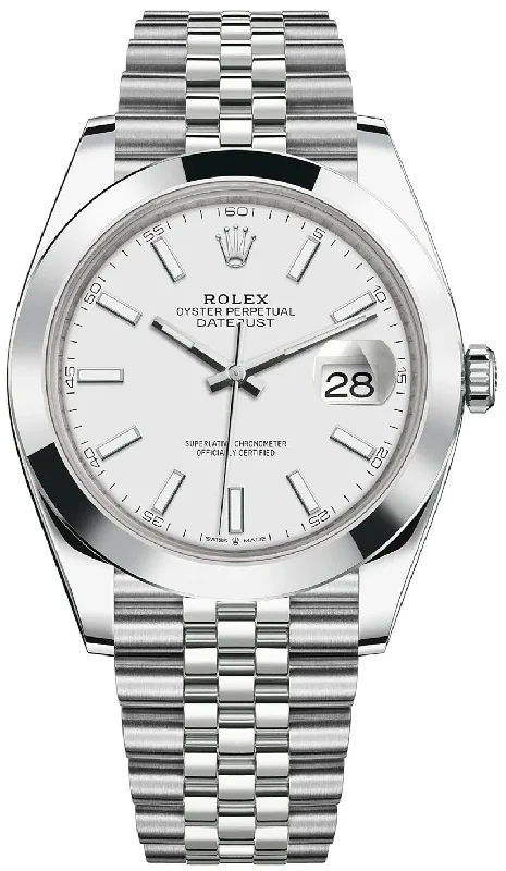 Rolex Datejust 41/ Stainless Steel/ White Index Dial/ Smooth Bezel/ Jubilee Bracelet (Ref# 126300)