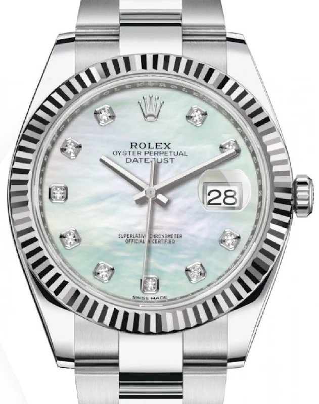 Rolex Datejust 41/ Two-Tone 18k White Gold & Steel/ Mother of Pearl Diamond Dial/ Oyster Bracelet (Ref# 126334)