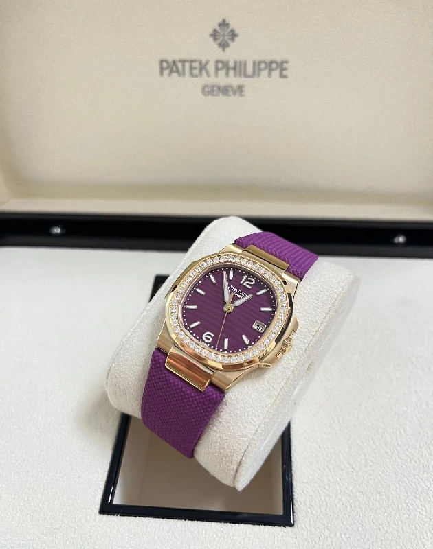 patek-philippe-nautilus-32mm-diamond-bezel-rose-gold-purple-wave-dial-7010-1r