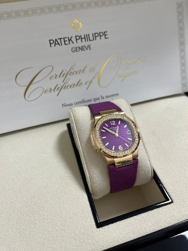 patek-philippe-nautilus-32mm-diamond-bezel-rose-gold-purple-wave-dial-7010-1r