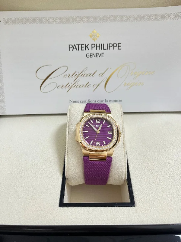 patek-philippe-nautilus-32mm-diamond-bezel-rose-gold-purple-wave-dial-7010-1r