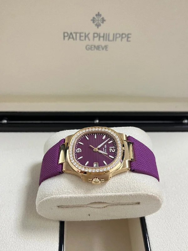 patek-philippe-nautilus-32mm-diamond-bezel-rose-gold-purple-wave-dial-7010-1r