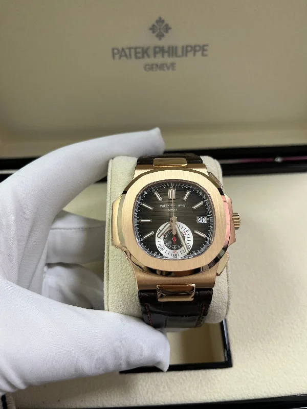 patek-philippe-nautilus-rose-gold-brown-leather-strap-ref-5980r