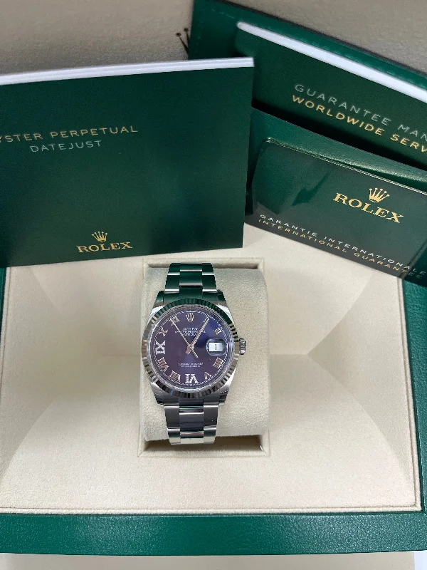 rolex-datejust-36-fluted-bezel-aubergine-purple-diamond-roman-vi-and-ix-dial-oyster-bracelet-ref-126234