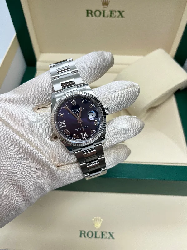 rolex-datejust-36-fluted-bezel-aubergine-purple-diamond-roman-vi-and-ix-dial-oyster-bracelet-ref-126234