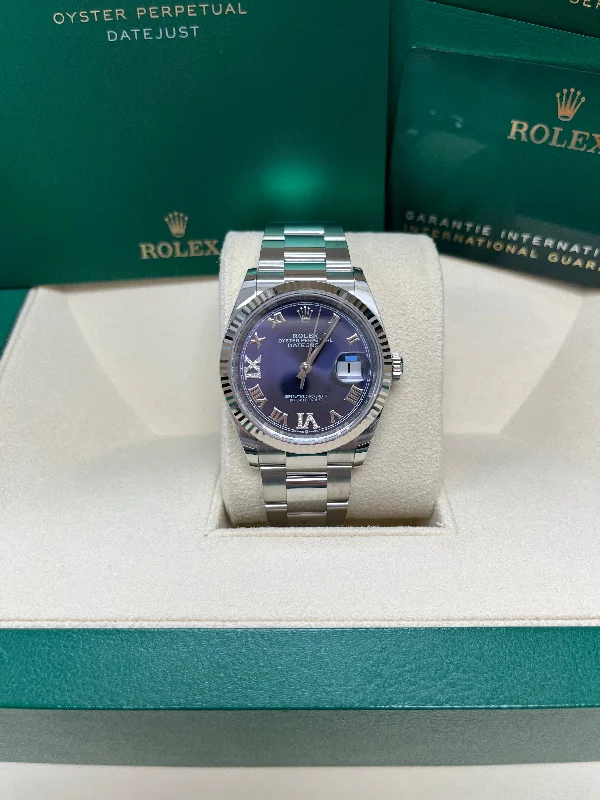 rolex-datejust-36-fluted-bezel-aubergine-purple-diamond-roman-vi-and-ix-dial-oyster-bracelet-ref-126234