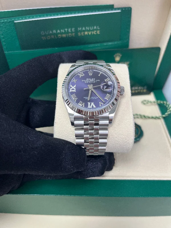 rolex-datejust-36-fluted-bezel-aubergine-purple-diamond-roman-vi-and-ix-dial-oyster-bracelet-ref-126235