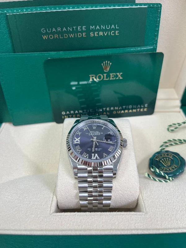 rolex-datejust-36-fluted-bezel-aubergine-purple-diamond-roman-vi-and-ix-dial-oyster-bracelet-ref-126235