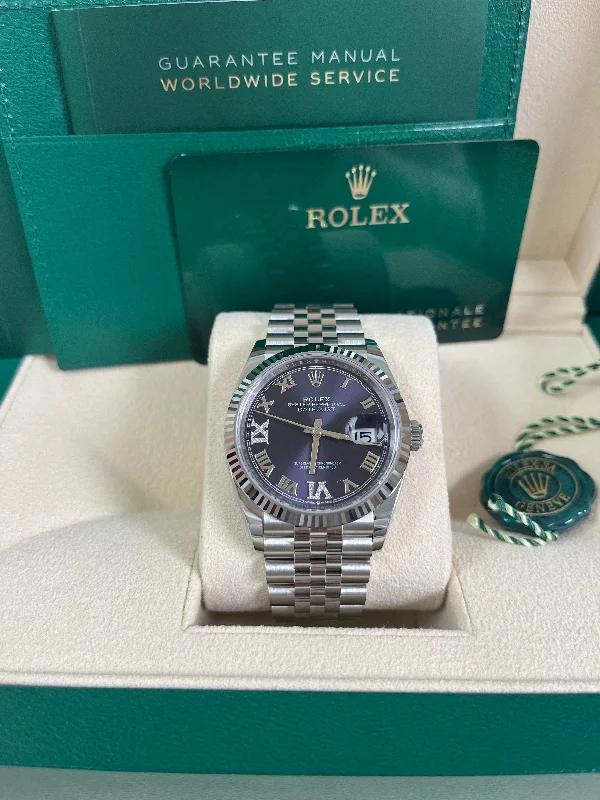 rolex-datejust-36-fluted-bezel-aubergine-purple-diamond-roman-vi-and-ix-dial-oyster-bracelet-ref-126235