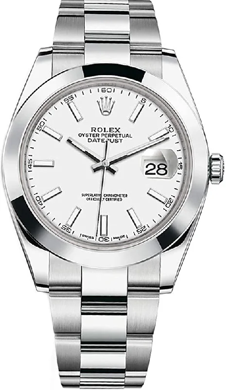 Rolex Datejust 41mm Oyster Bracelet Steel White Index Dial Reference # 126300