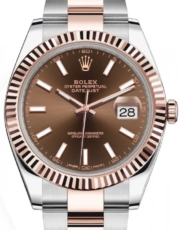 Rolex Datejust 41 Oyster Bracelet Chocolate Dial Fluted Bezel (Ref # 126331-0001)