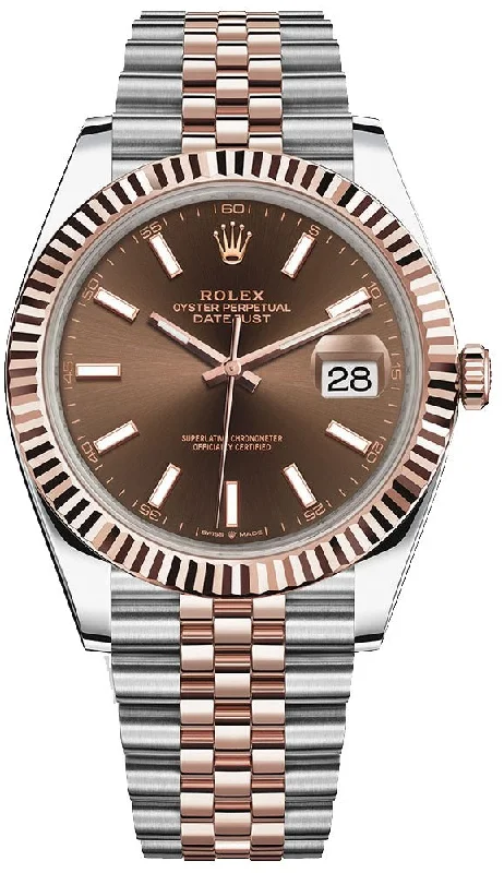 Rolex Datejust 41 Two-Tone Stainless Steel and Rose Gold/ Chocolate Index Dial/ Fluted Bezel/ Jubilee Bracelet (Ref#126331)