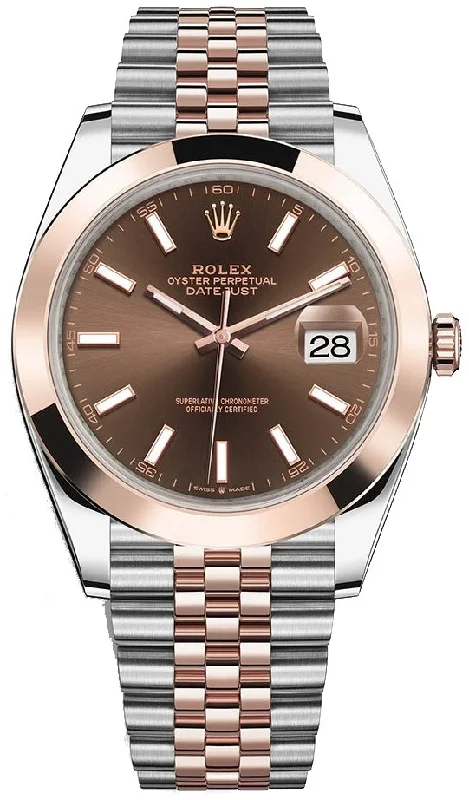 Rolex Datejust 41 Two-Tone Stainless Steel and Rose Gold/ Chocolate Index Dial/ Smooth Bezel/ Jubilee Bracelet (Ref#126301)