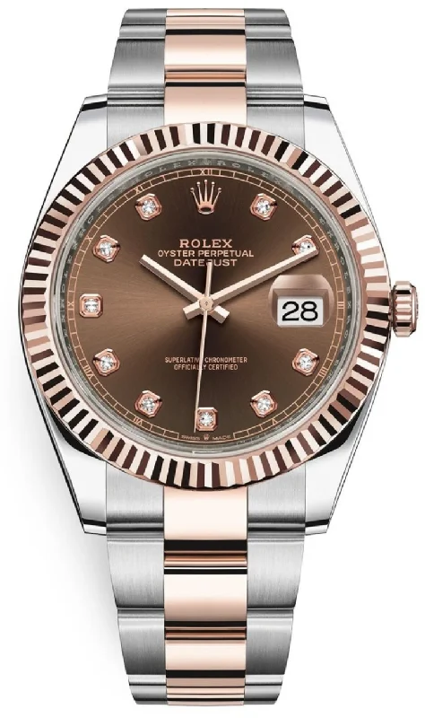 Rolex Datejust 41 Steel and Everose Rolesor Chocolate Diamond Dial Oyster Bracelet 126331