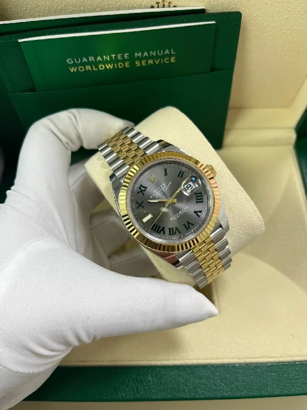 rolex-datejust-41-two-tone-stainless-steel-and-rose-gold-grey-slate-roman-wimbledon-fluted-bezel-jubilee-bracelet-ref-126331