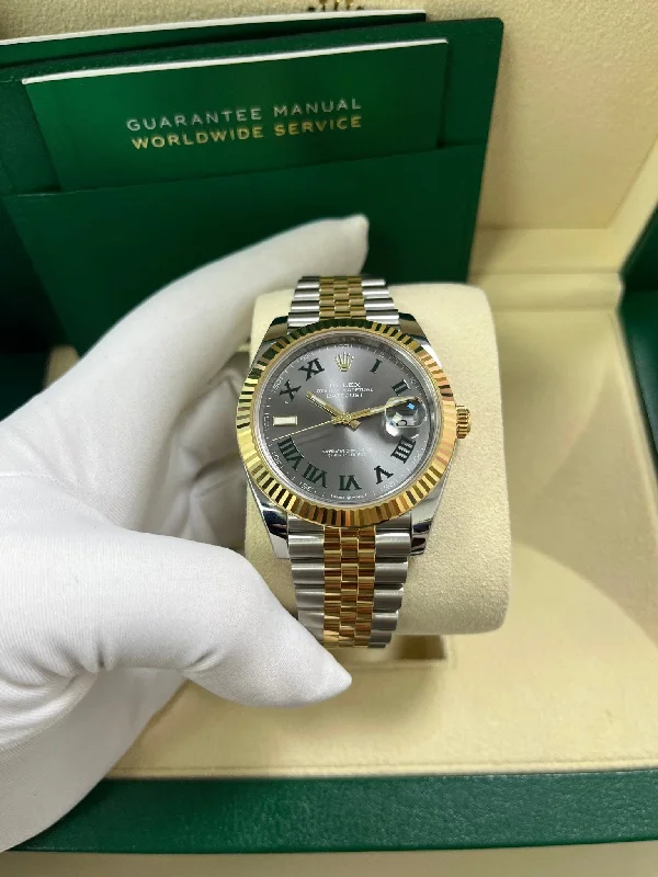 rolex-datejust-41-two-tone-stainless-steel-and-rose-gold-grey-slate-roman-wimbledon-fluted-bezel-jubilee-bracelet-ref-126331