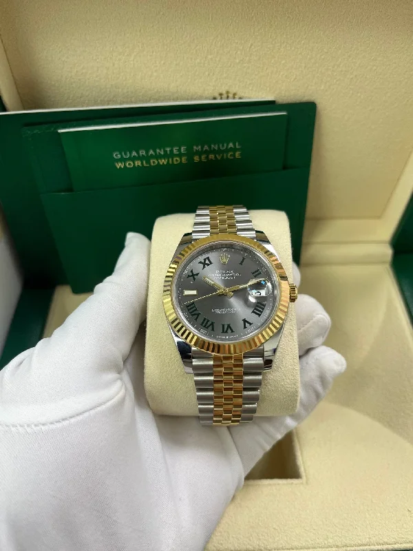 rolex-datejust-41-two-tone-stainless-steel-and-rose-gold-grey-slate-roman-wimbledon-fluted-bezel-jubilee-bracelet-ref-126331