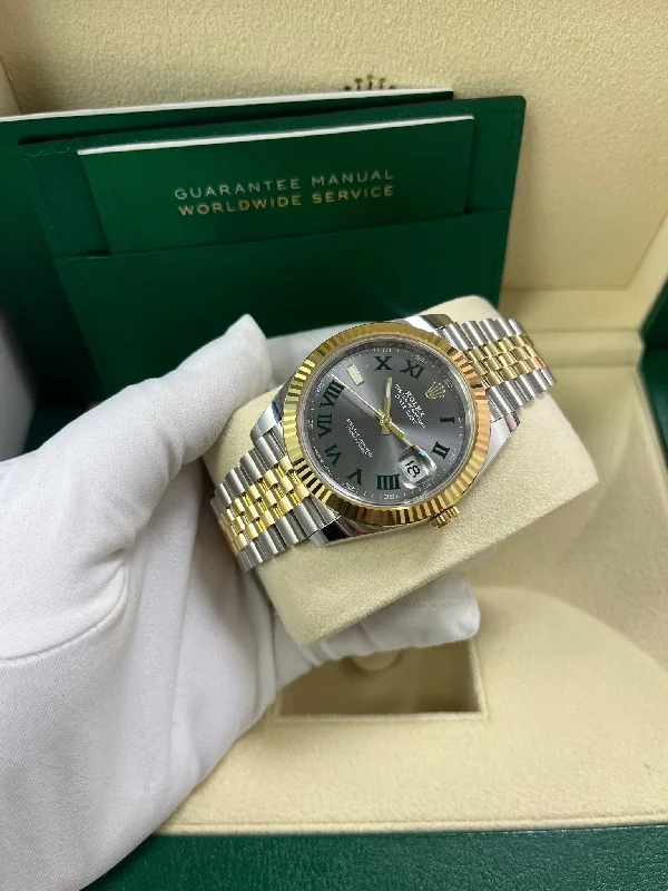 rolex-datejust-41-two-tone-stainless-steel-and-rose-gold-grey-slate-roman-wimbledon-fluted-bezel-jubilee-bracelet-ref-126331