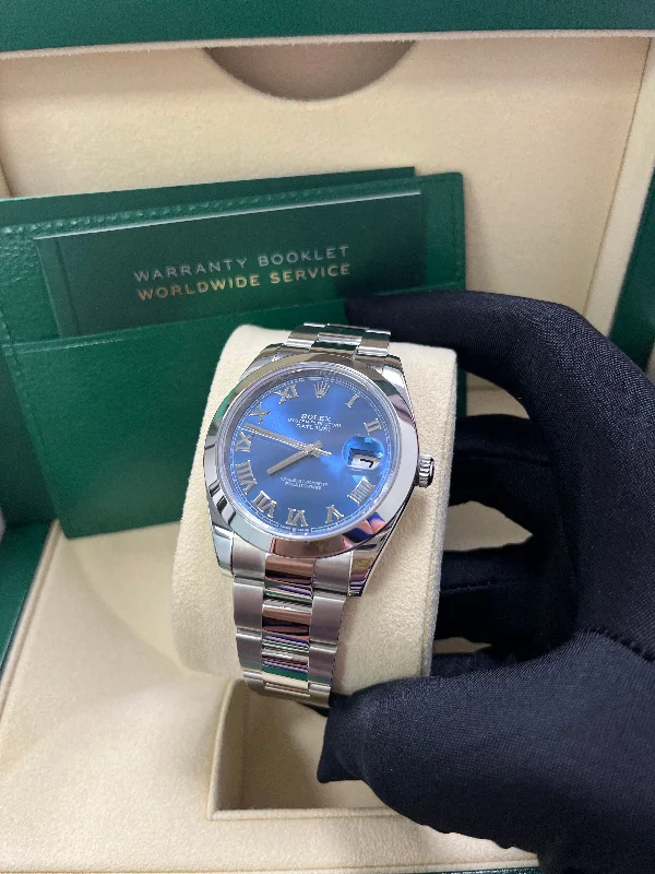 rolex-datejust-41mm-blue-roman-dial-oyster-bracelet-reference-126300