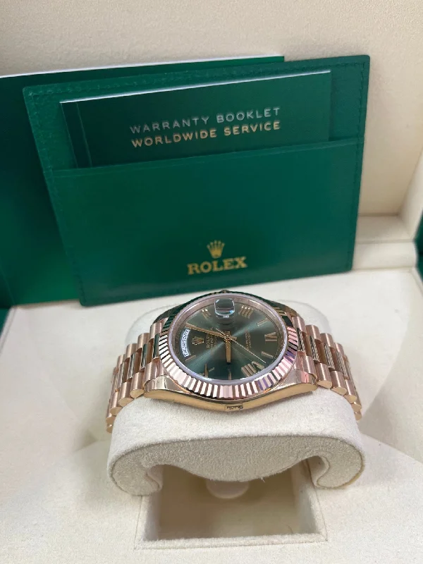 rolex-day-date-40-rose-gold-green-roman-dial-fluted-bezel-ref-228235-copy