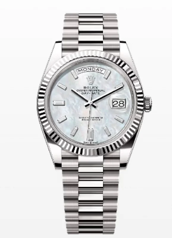 Rolex Day-Date 40 White Gold Mother of Pearl Diamond Dial 228239