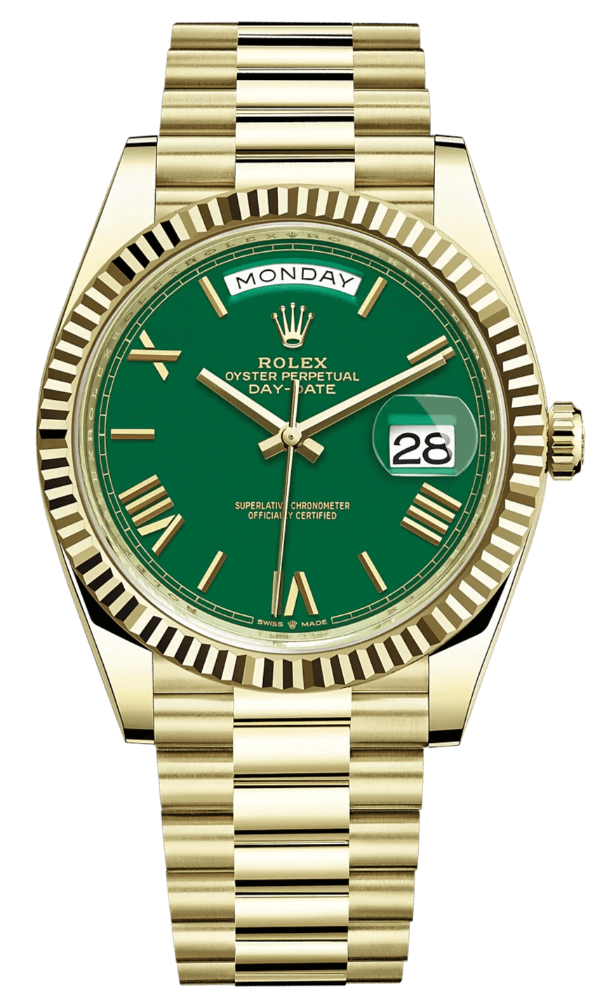 Rolex Day-Date 40 Yellow Gold Day-Date 40mm Reference 228238 Green Roman Dial New 2022 Release