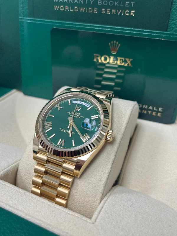 rolex-day-date-40-yellow-gold-day-date-40mm-reference-228238-green-roman-dial-new-2022-release