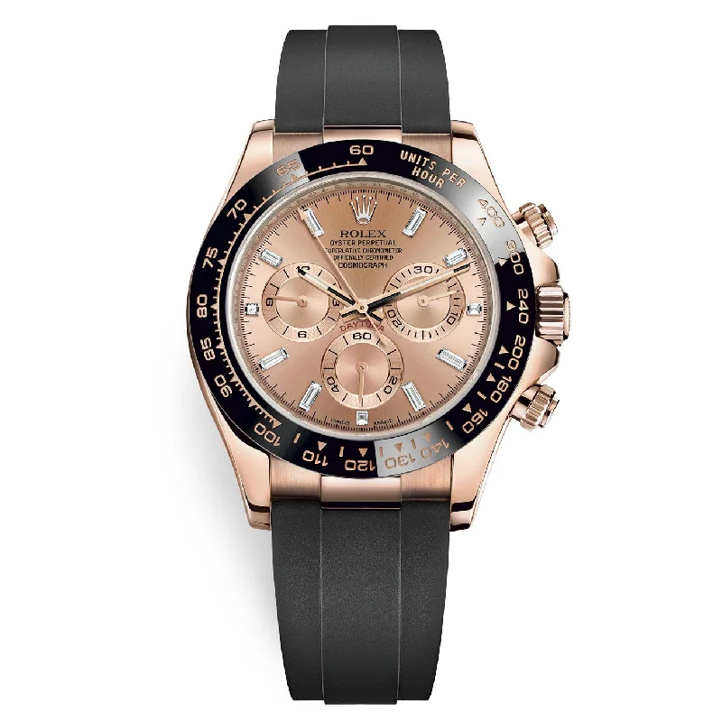 Rolex Daytona Rose Gold Cosmograph Daytona 40 Watch - Pink Baguette Diamond Dial 116515ln