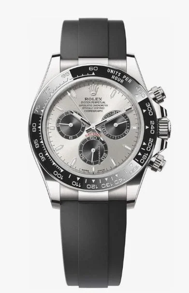 Rolex Daytona White Gold Cosmograph Daytona Silver And Black Index Dial - Oysterflex Strap 126519LN