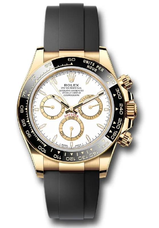 Rolex Daytona Yellow Gold Black Cerachrom Bezel White Index Dial Oysterflex Strap 126518ln