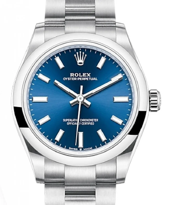 Rolex Oyster Perpetual 31 Domed Bezel Blue Index Dial Oyster Bracelet (Ref# 277200)