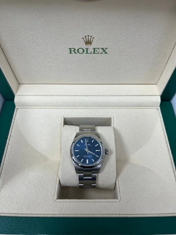 rolex-oyster-perpetual-31-domed-bezel-blue-index-dial-oyster-bracelet-ref-277200