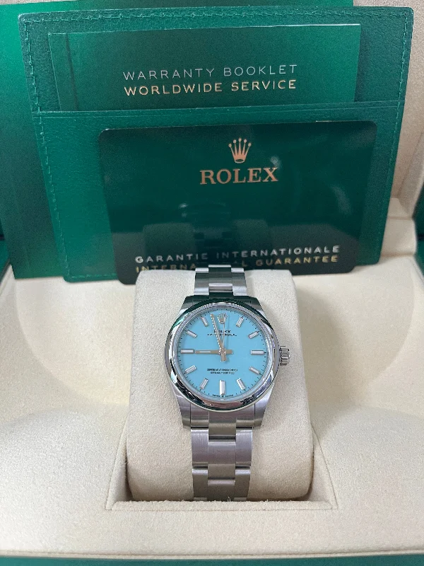 rolex-oyster-perpetual-31-domed-bezel-turquoise-blue-index-dial-oyster-bracelet-277200