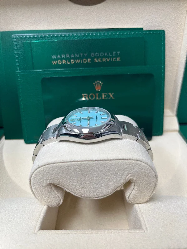 rolex-oyster-perpetual-31-domed-bezel-turquoise-blue-index-dial-oyster-bracelet-277200