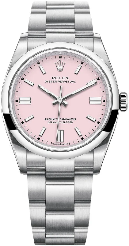 Rolex Oyster Perpetual 36 Watch - Domed Bezel - Candy Pink Index Dial - Oyster Bracelet (Ref# 12600)