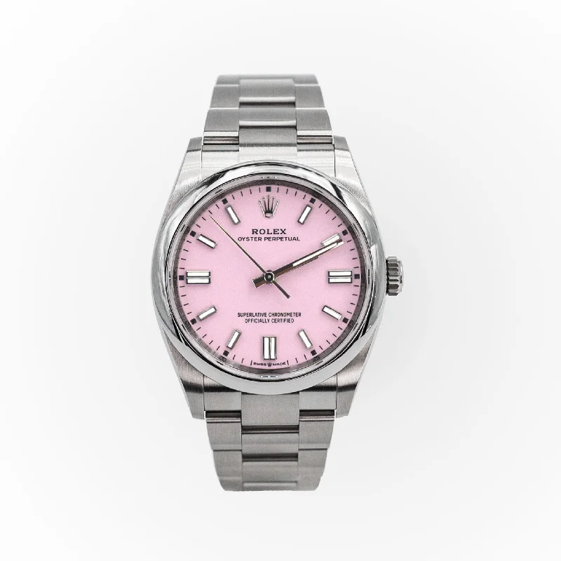 Rolex Oyster Perpetual 36 Watch - Domed Bezel - Candy Pink Index Dial - Oyster Bracelet (Ref# 126000)