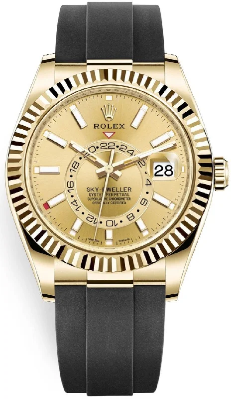 Rolex Sky-Dweller Yellow Gold - Champagne Index Dial - Oysterflex Bracelet -  (Ref# 326238)