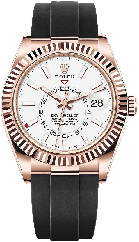 Rolex Sky-Dweller Rose Gold 42mm White Dial Oysterflex (Ref# 326235)