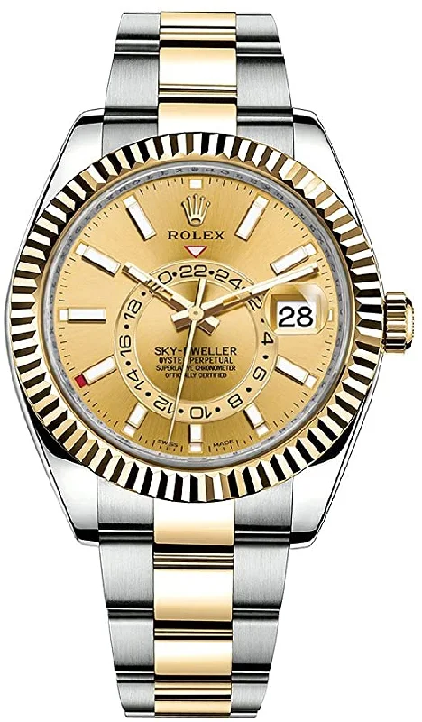 Rolex Sky-Dweller Two-Tone Stainless Steel - Yellow Gold Champagne Index Dial - Oyster Bracelet (Ref# 326933)